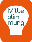 Icon mit Glühbirne mit dem Schriftzug Mitbestimmung